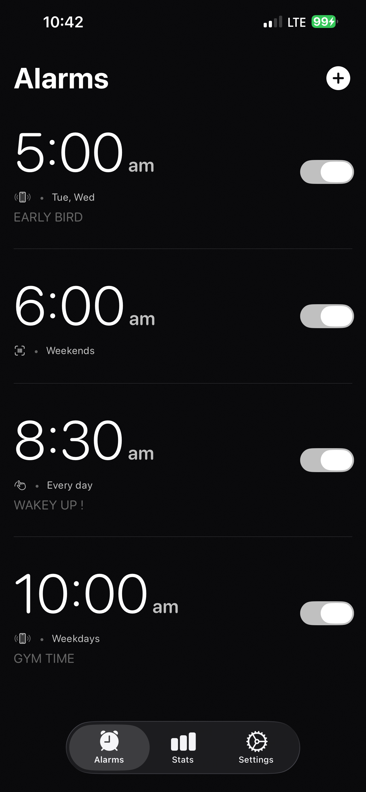 Alarm list