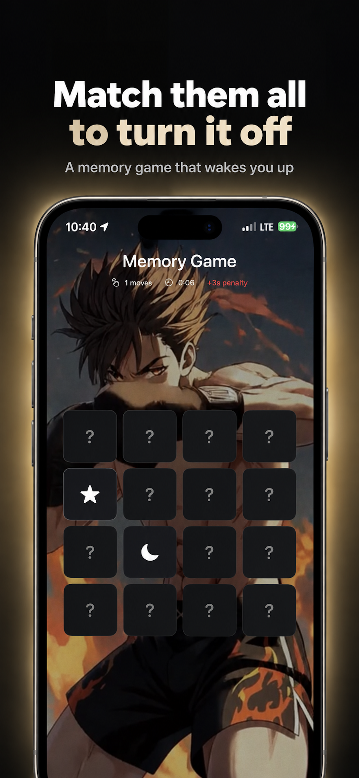 Awaken memory game challenge with card pairs to match